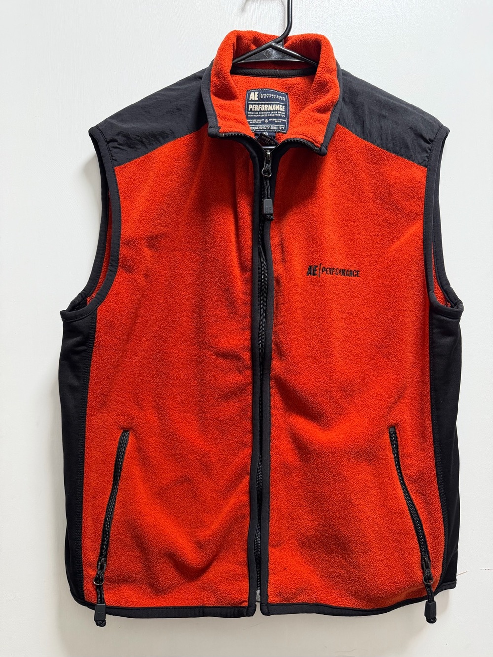 American Eagle Outfitters Performance M Vest Fleece Full Zip Rust Orange Gorpcor